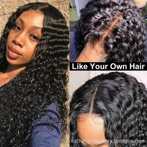 Uniky Wholesale Deep Wave HD Full Lace Wigs Human Hair Lace Front Peruvian Virgin Hair 360 Lace Front Wigs for Black Women